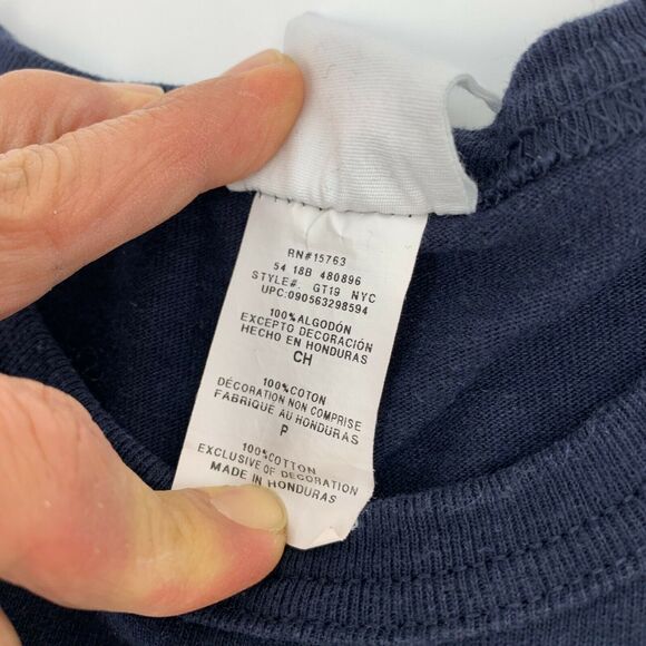 Vintage Champion T Shirt Men's Size S Navy Blue Short Sleeve Spell Out Logo Tee - Picture 5 of 8